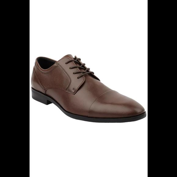 Alfani Men's Victor Faux-Leather Lace-Up Cap-Toe Dress Shoes Brown - Medium - Picture 1 of 2